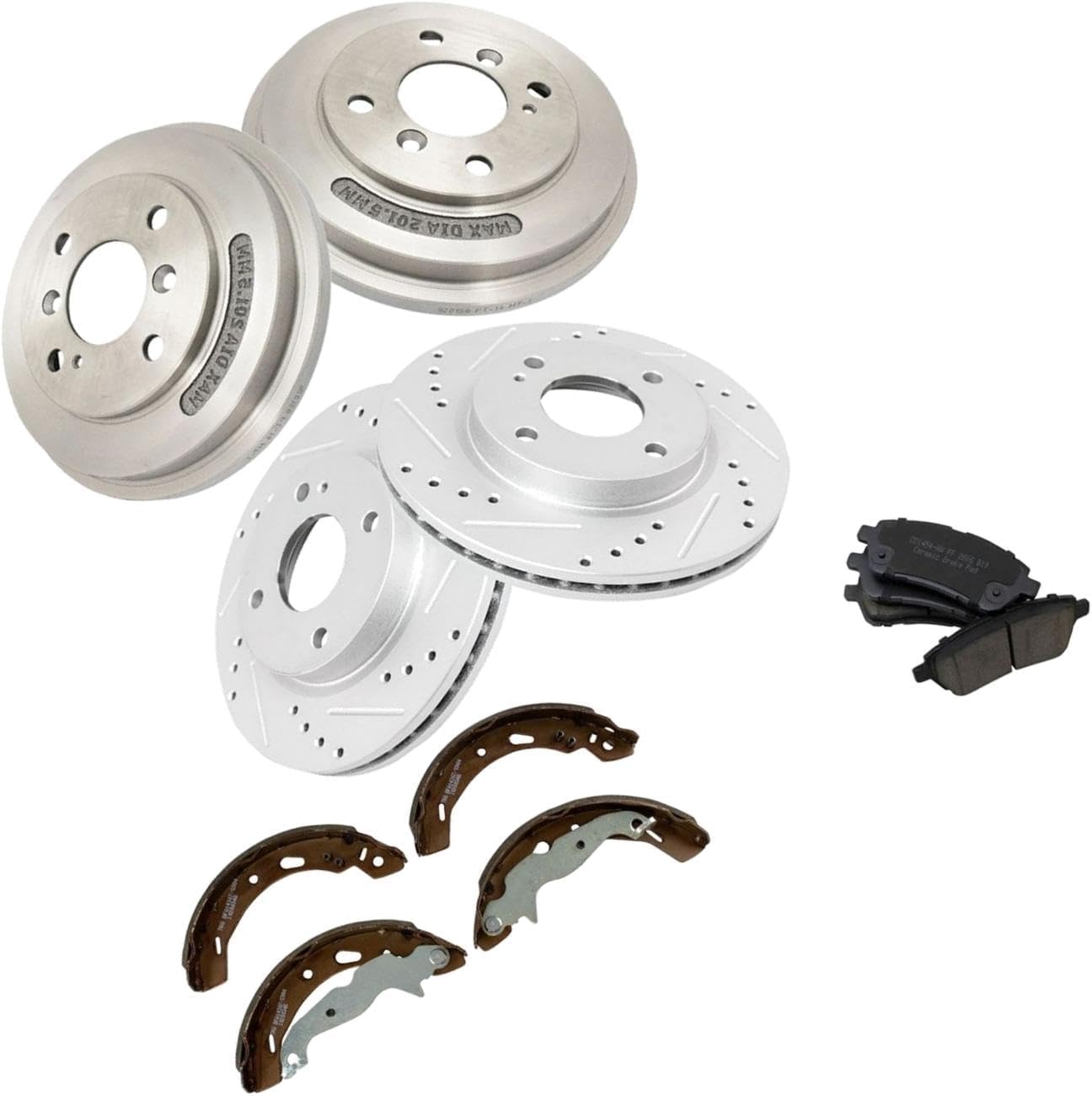 Disc Brake Rotor and Pad Set Kit Front Rear Side Ceramic Shoes and Drum for Ford for Fiesta 2011-2016 BKA22088 8V5Z2200A