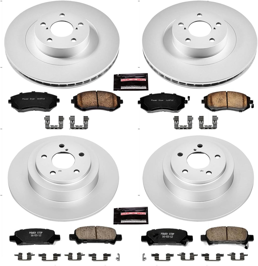 PowerStop Front and Rear Brake Kit for Subaru Baja 2003-06 |Legacy 2002-04 |Outback 2002-04 - Fully-Coated Disc Rotors with Z17 Ceramic Brake Pads Replacement, CRK2751