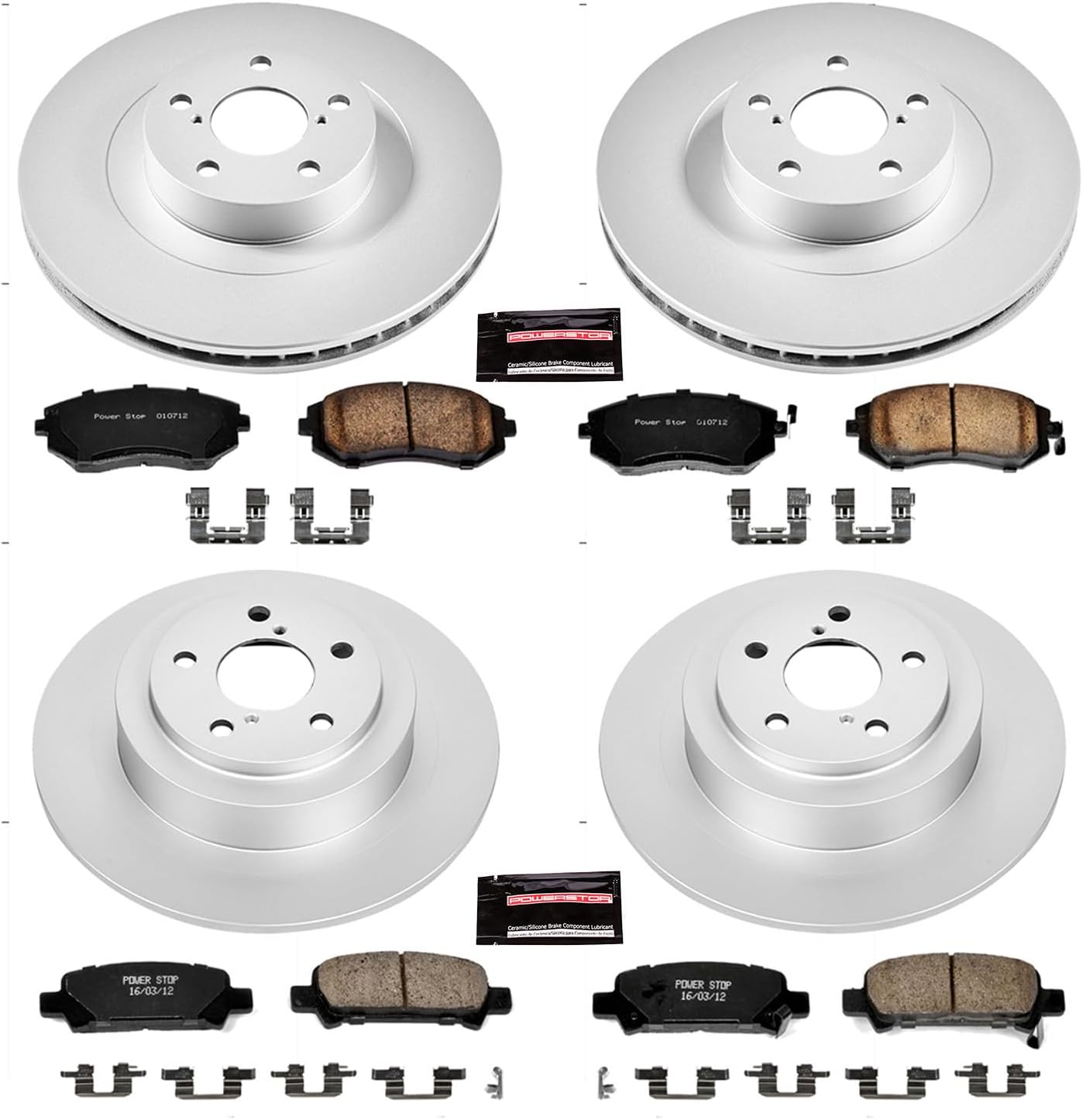 PowerStop Front and Rear Brake Kit for Subaru Baja 2003-06 |Legacy 2002-04 |Outback 2002-04 - Fully-Coated Disc Rotors with Z17 Ceramic Brake Pads Replacement, CRK2751