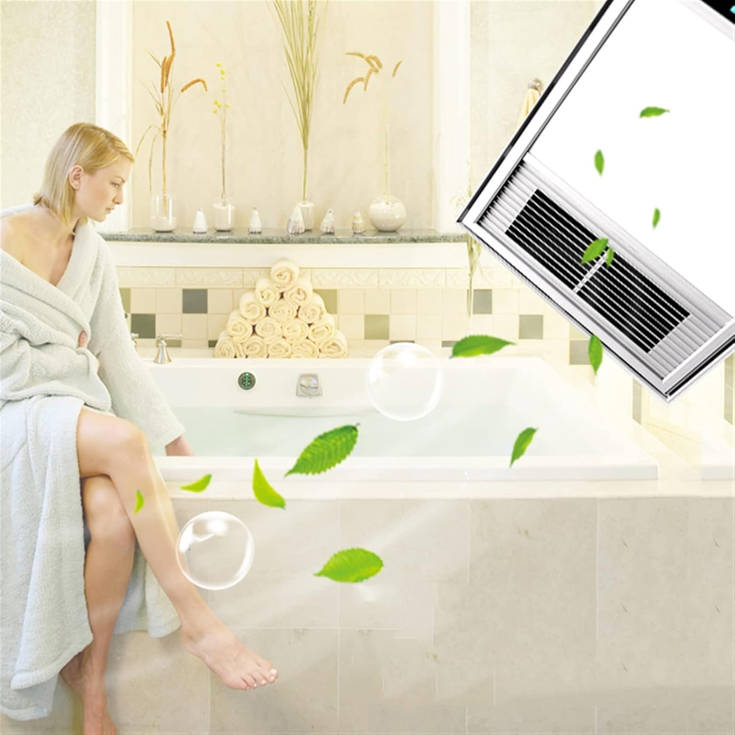 Exhaust Fan Integrated Ceiling Exhaust Fan Light Combo, 2-in-1 Ultra Quiet Bathroom Fan with LED Light, 30 x 60 cm Ceiling Ventilation Fan Vent for Home Household Vent Fan/Exhaust Fans (Gold 300 x 600