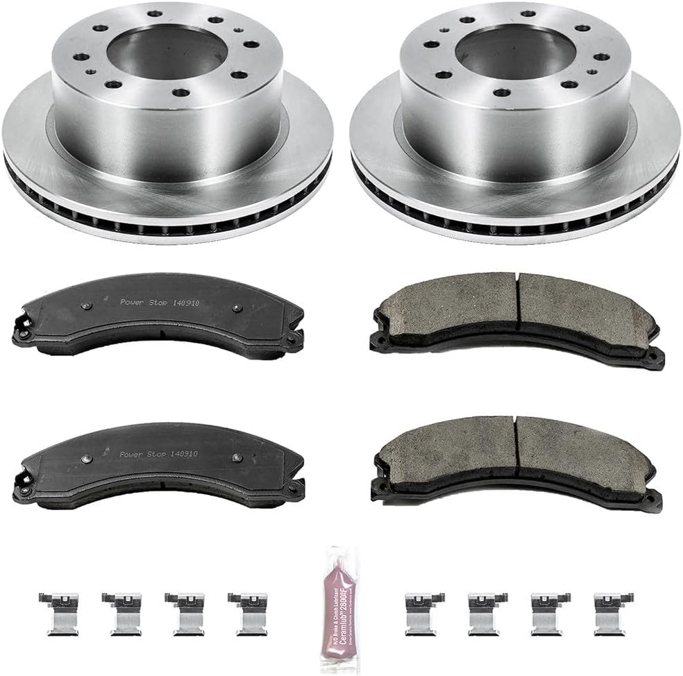 PowerStop Rear Brake Kit for Chevrolet Silverado 2500 HD 2015-19 |Suburban 3500 HD 2016-19 |GMC Sierra 2500 HD 2015-19 - Z17 Ceramic Brake Pads & Disc Rotors Replacement, KOE6993