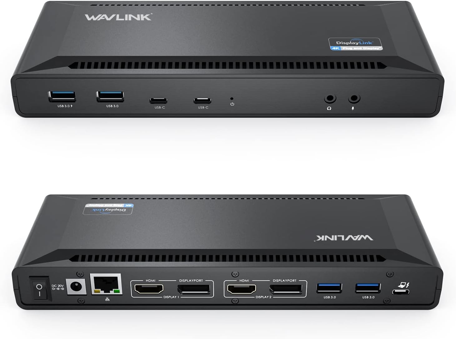 WAVLINK Universal USB C Laptop Docking Station Dual Monitors 5K/4K@60Hz with 65W Host Charging for Thunderbolt 4/3, USB-C Windows, Mac M1-M5/Macbook Neo, Chrome (2HDMI+2DP), 6USB 3.0, 1Gbps Ethernet
