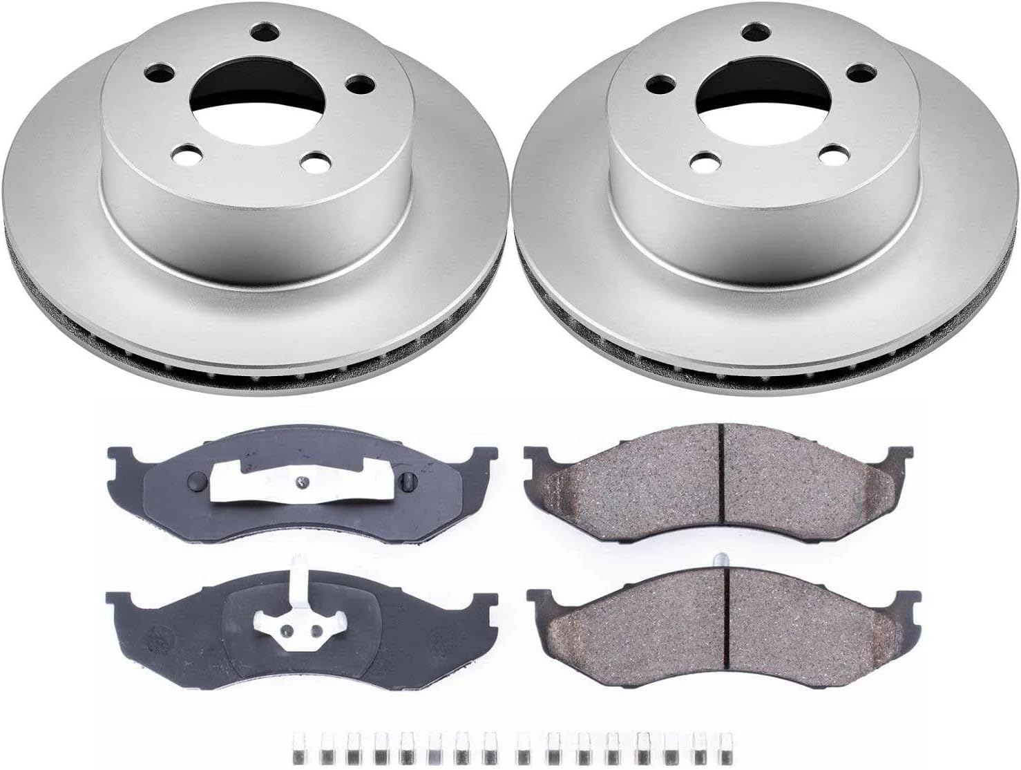 PowerStop Front Brake Kit for Jeep Cherokee 1990-99 |Comanche 1990-92 |Grand Cherokee 1993-98 |Wagoneer 1990 - Fully-Coated Disc Rotors with Z17 Ceramic Brake Pads Replacement, CRK2119