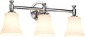 Bathroom Vanity Light Fixtures, Traditional Chrome 3 Lights Wall Sconce Lighting with Opal Glass Shade, Porch Wall Mount Light Fixture for Bathroom, Mirror Cabinets Hallway Stairs