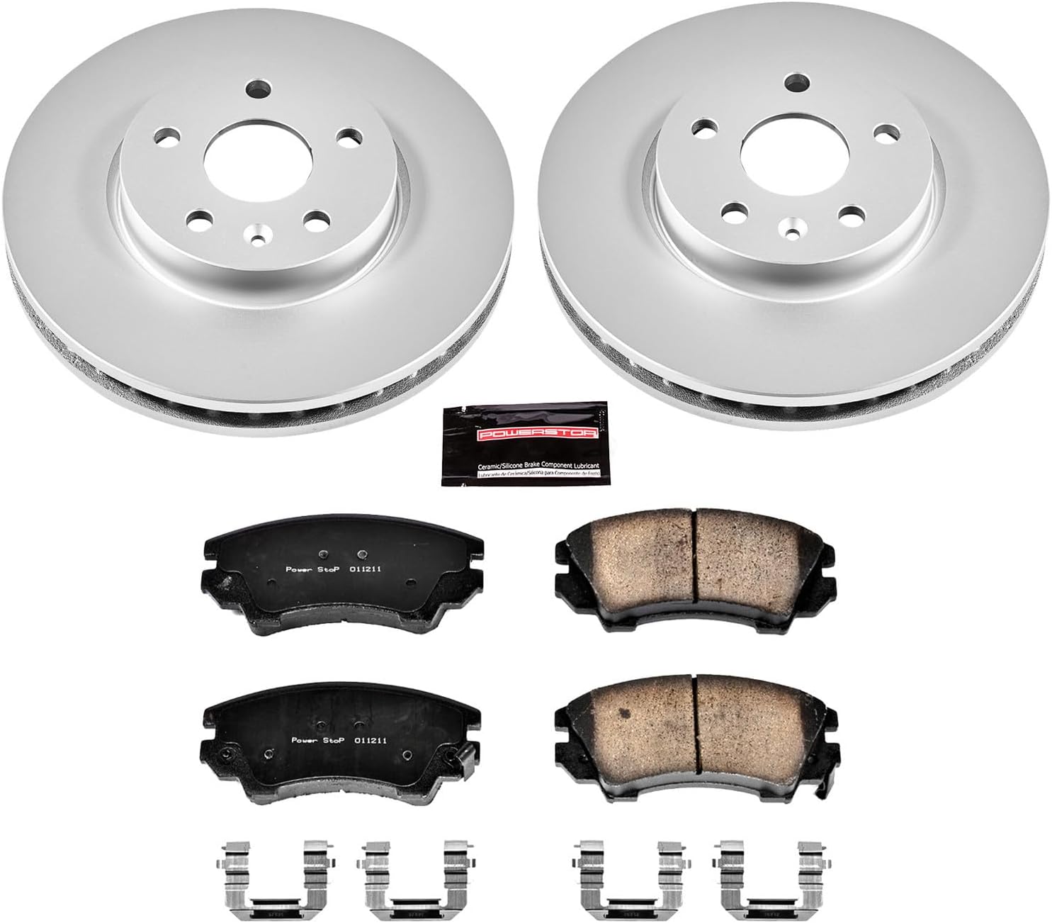 PowerStop Front Brake Kit for Chevrolet Camaro 2010-15 | Saab 9-5 2010-11 - Fully-Coated Disc Rotors with Z17 Ceramic Brake Pads Replacement, CRK3031