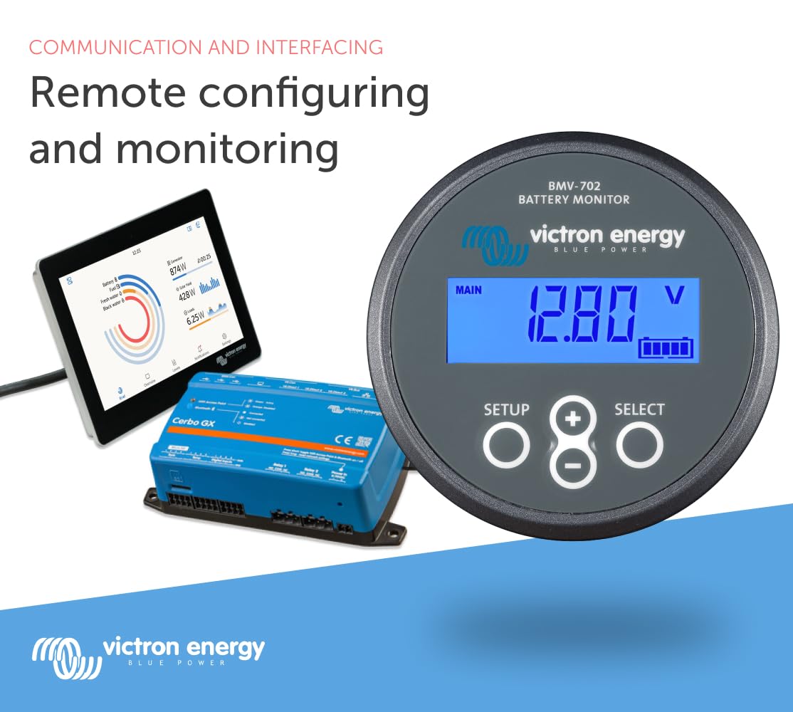 Victron Energy BMV-702 Battery Monitor with Shunt & Display - 6.5-95 VDC - Grey