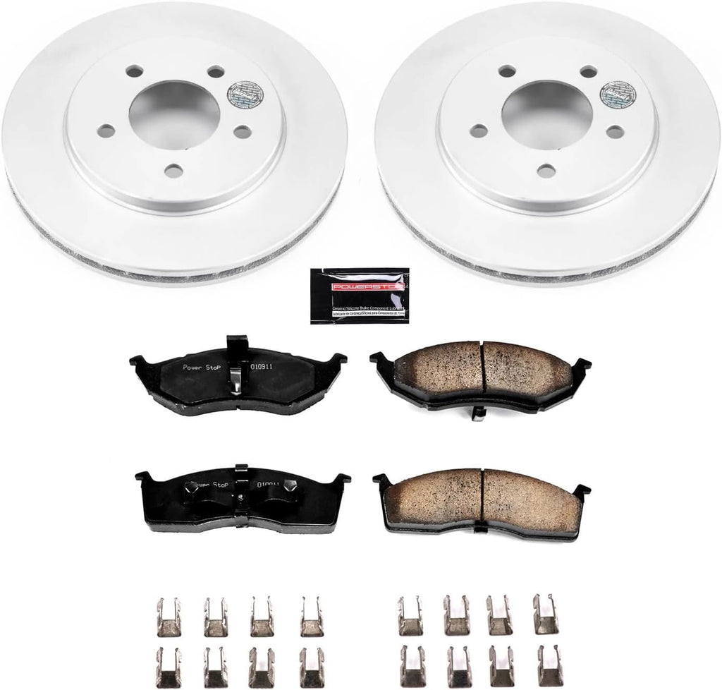 PowerStop Front Brake Kit for Chrysler Grand Voyager 2000 |Prowler 2001-02 |Town & Country 1997-00 |Voyager 2000 - Fully-Coated Disc Rotors with Z17 Ceramic Brake Pads Replacement, CRK2140