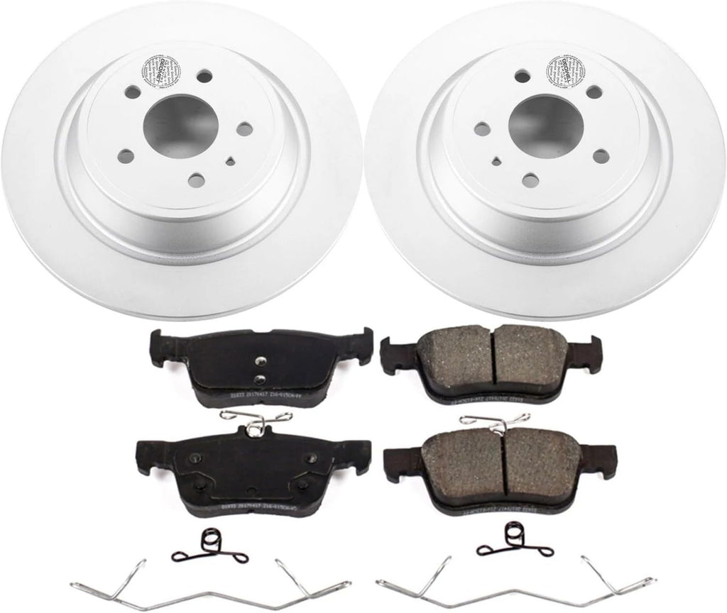 PowerStop Rear Brake Kit for Ford Escape 2017-19 | Ford Fusion 2017-20 - Fully-Coated Disc Rotors with Z17 Ceramic Brake Pads Replacement, CRK7723