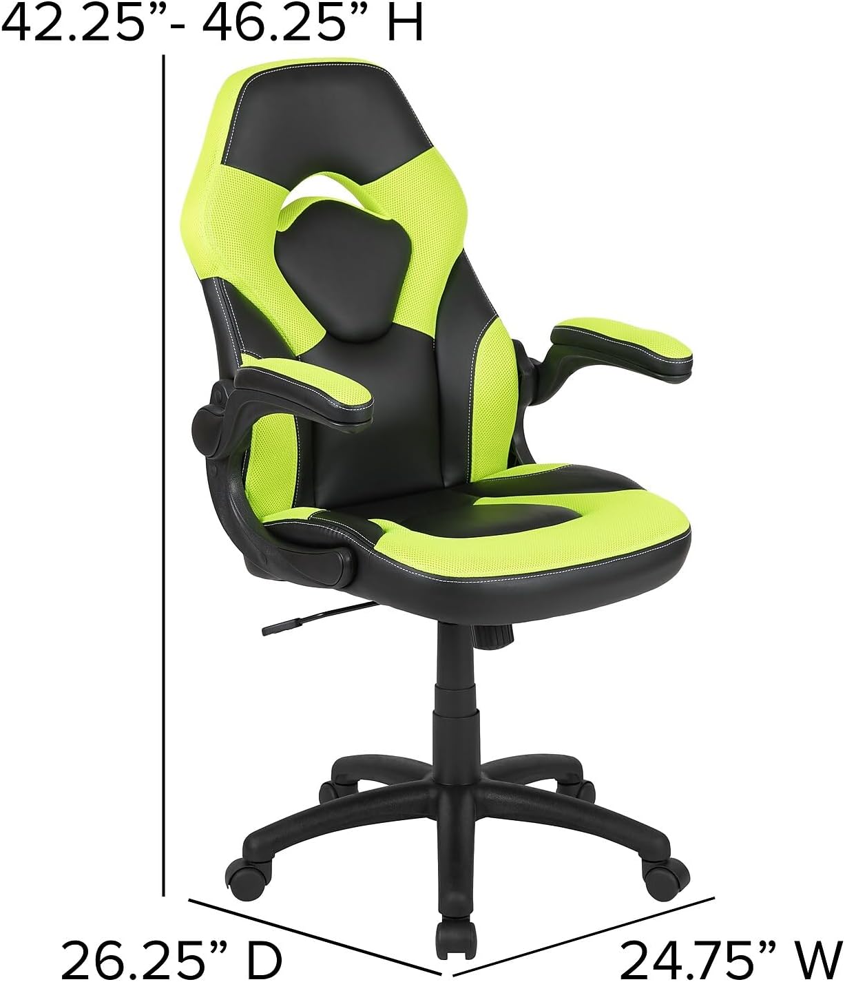 Flash Furniture Black Gaming Desk and Green/Black Racing Chair Set with Cup Holder, Headphone Hook, and Monitor/Smartphone Stand
