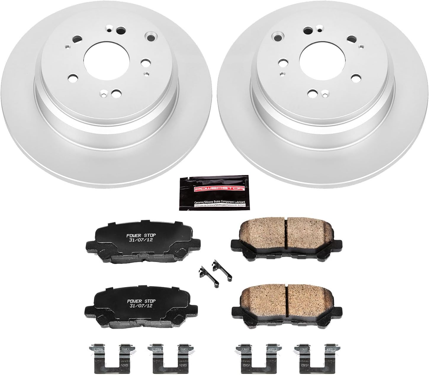 PowerStop Rear Brake Kit for Acura MDX 2007-13 |ZDX 2010-13 |Honda Odyssey 2011-17 |Pilot 2009-11 - Fully-Coated Disc Rotors with Z17 Ceramic Brake Pads Replacement, CRK4685