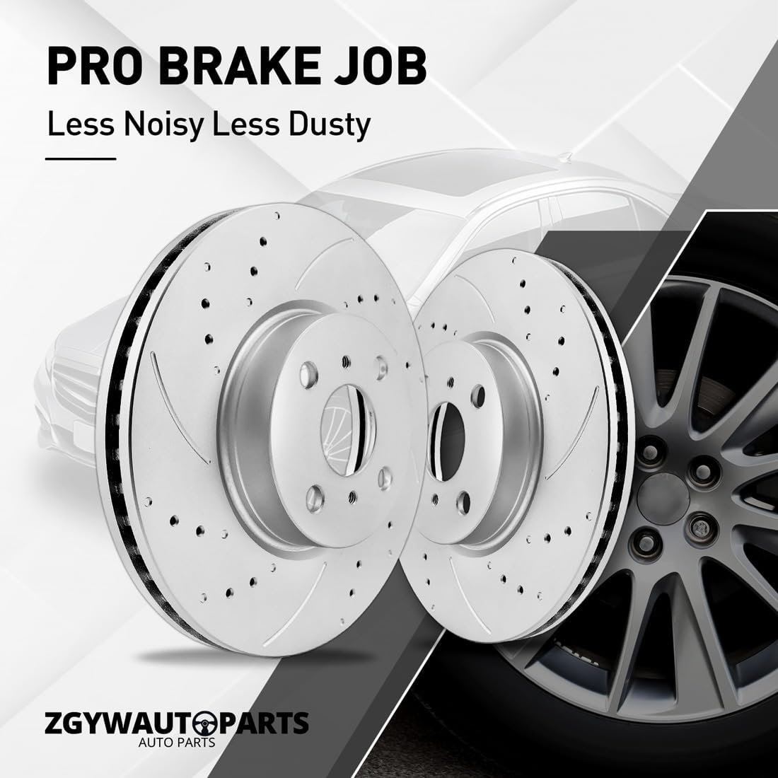 Front Brake Pads and Rotors Kit for Ford Fiesta 2011 2012 2013 2014 2015 2016 2017 2018 2019 257.9mm 10.2in Front G-Coated Drilled and Slotted Rotors Ceramic Brake Pads Replace# 54176 & D1454-8653