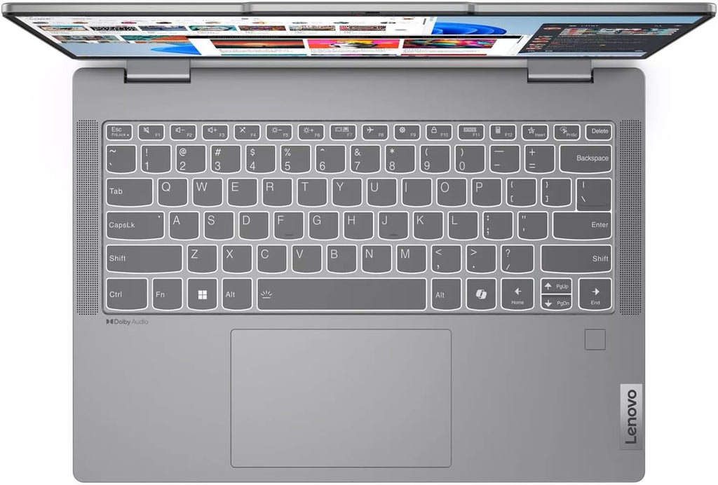Lenovo Ideapad 5 14' 2-in-1 WUXGA Touchscreen Laptop, 8-core AMD Ryzen 7 8845HS, 16GB LPDDR5 RAM, 1TB SSD, Fingerprint, Backlit Keyboard, Stylus Pen, Win 11 Home, Luna Grey, EAT Laptop Foldable Stand