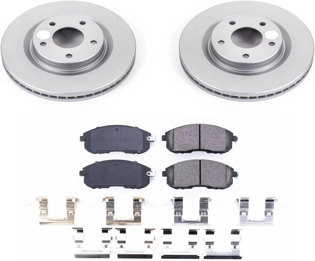 PowerStop Front Brake Kit for Nissan Juke 2011-17 | Nissan Sentra 2019 - Fully-Coated Disc Rotors with Z17 Ceramic Brake Pads Replacement, CRK8327