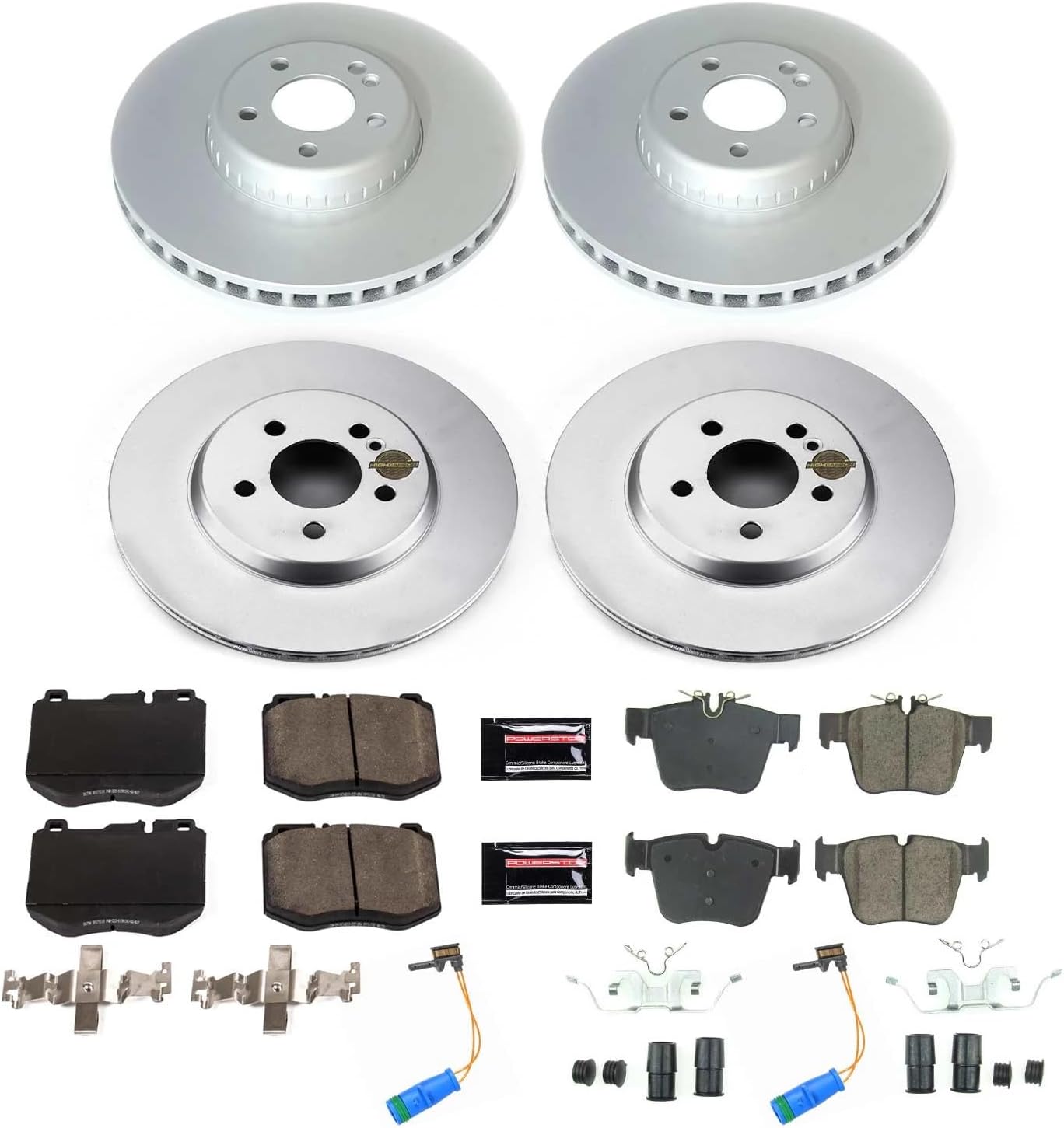 PowerStop Front and Rear Brake Kit for Mercedes-Benz GLC300 2016-18 - Fully-Coated Disc Rotors with Z23 Carbon-Fiber Ceramic Brake Pads Upgrade, CRK7970