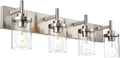 4 Lights Brushed Nickel Bathroom Vanity Light Over Mirror with Clear Glass Shades Industrial Wall Mounted Fixtures 18 inch Modern Wall Sconce Lighting for Farmhouse Living Room Bedroom Hallway