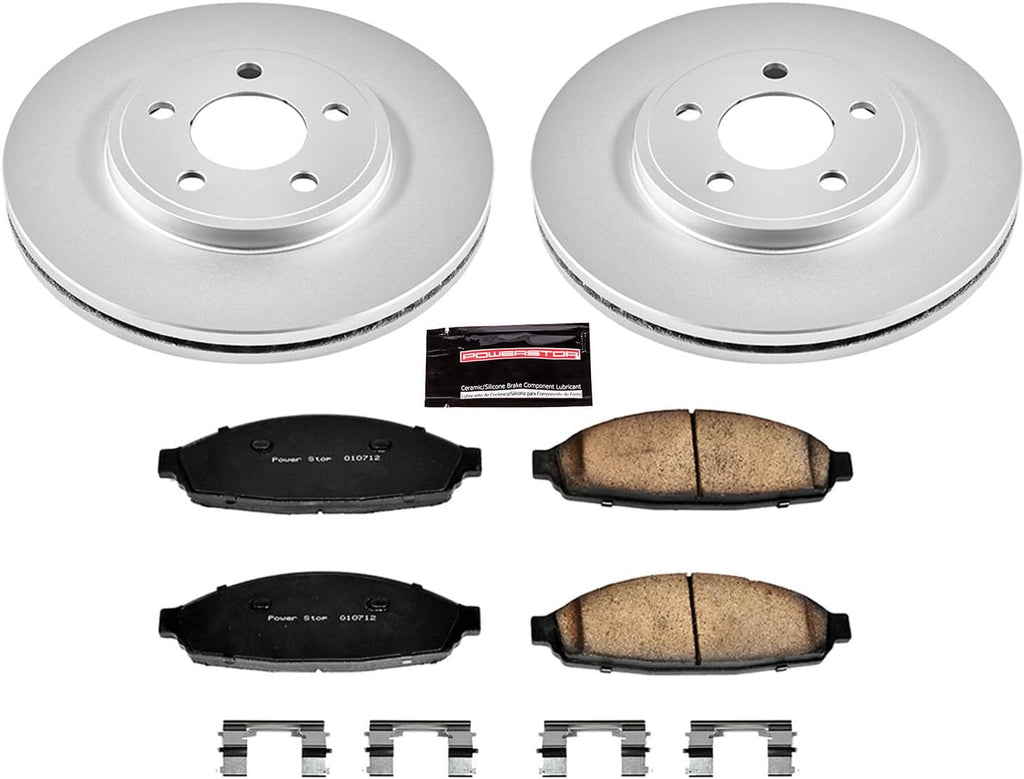 PowerStop Front Brake Kit for Ford Crown Victoria 2003-11 |Lincoln Town Car 2003-11 |Mercury Grand Marquis 2003-11 - Fully-Coated Disc Rotors with Z17 Ceramic Brake Pads Replacement, CRK1364