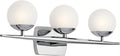 Kichler Jasper 24.5' Halogen Vanity Light in Chrome, 3-Light Mid Century Bathroom Vanity with Satin Etched Cased Opal Glass, (24.5' W x 7.75' H), 45582CH
