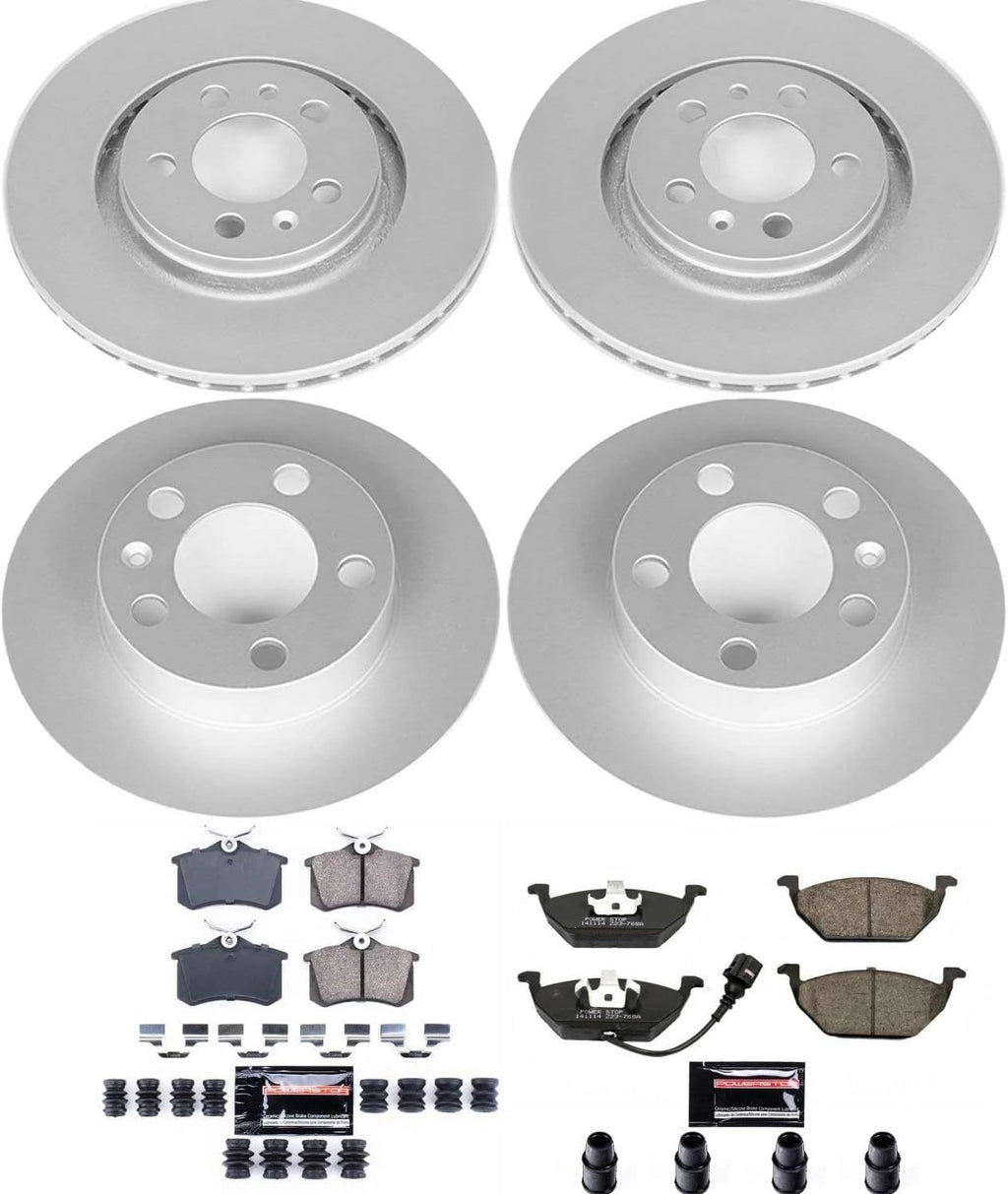 PowerStop Front and Rear Brake Kit for Volkswagen Beetle 1999-06 |Golf 1999-06 |Jetta 1999-05 - Fully-Coated Disc Rotors with Z23 Carbon-Fiber Ceramic Brake Pads Upgrade, CRK840