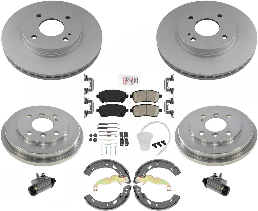 Disc Brake Rotor and Pad Set Kit Front Rear Side Steel Ceramic Drums Shoes for Ford for Fiesta 2011-2019 for Fiesta Ikon 2011-2015 1408-317651 SCD1454