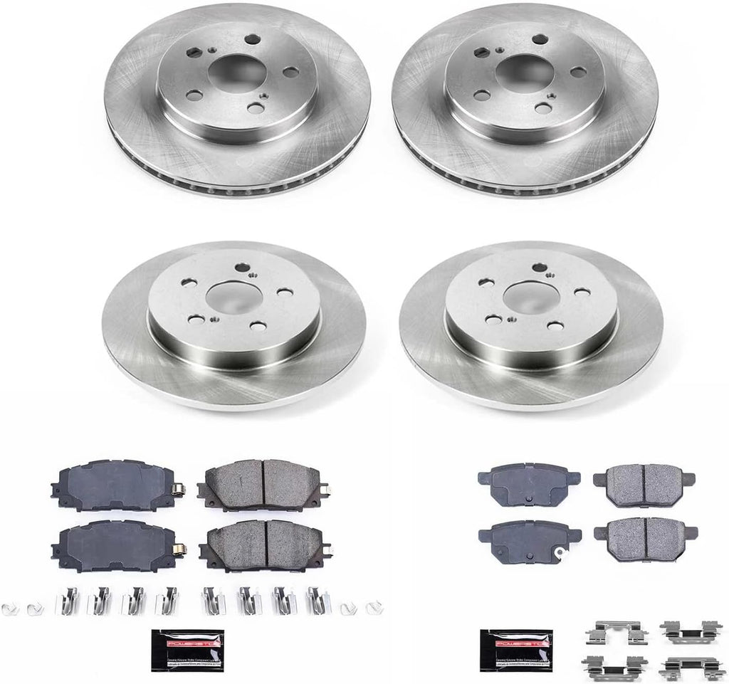 PowerStop Front and Rear Brake Kit for Toyota Prius AWD-e 2019-22 | Toyota Prius Prime 2017-19 - Z17 Ceramic Brake Pads & Disc Rotors Replacement, KOE7924
