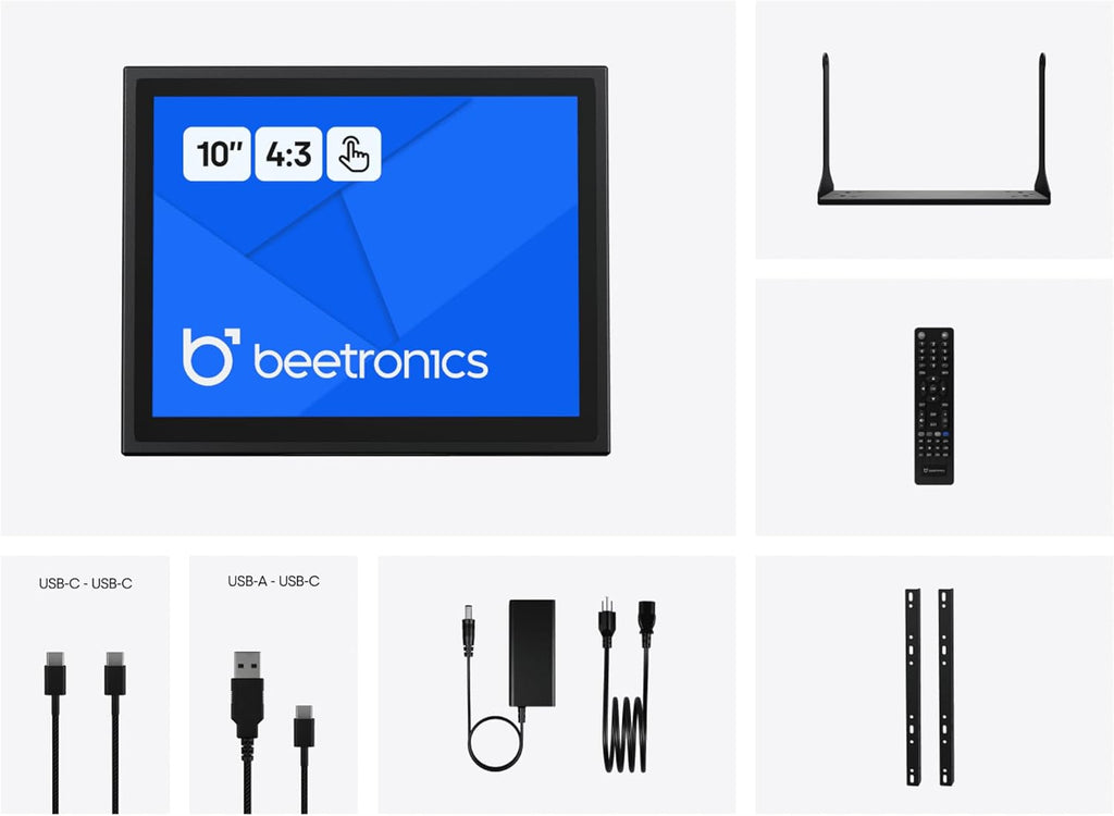Beetronics 10 Inch Touchscreen Monitor | Full HD 1080p | 10TSV7M – Industrial-Grade, Professional 10-Point Multi Touch Display for PC, Mac, Linux – HDMI, DisplayPort, USB-C, VGA Inputs