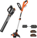 WORX 20V 12'' Cordless String Trimmer & 360 CFM Leaf Blower Combo, 2 Batteries & Charger Included, WG929