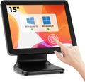 MUNBYN 15-inch POS Touch Screen Monitor, True Flat Seamless POS Monitor, Heavy-Duty Metal Stand, HDMI/VGA Capacitive Screen Display for Retail Restaurant, Bar, No Driver Required, 2Y Protection