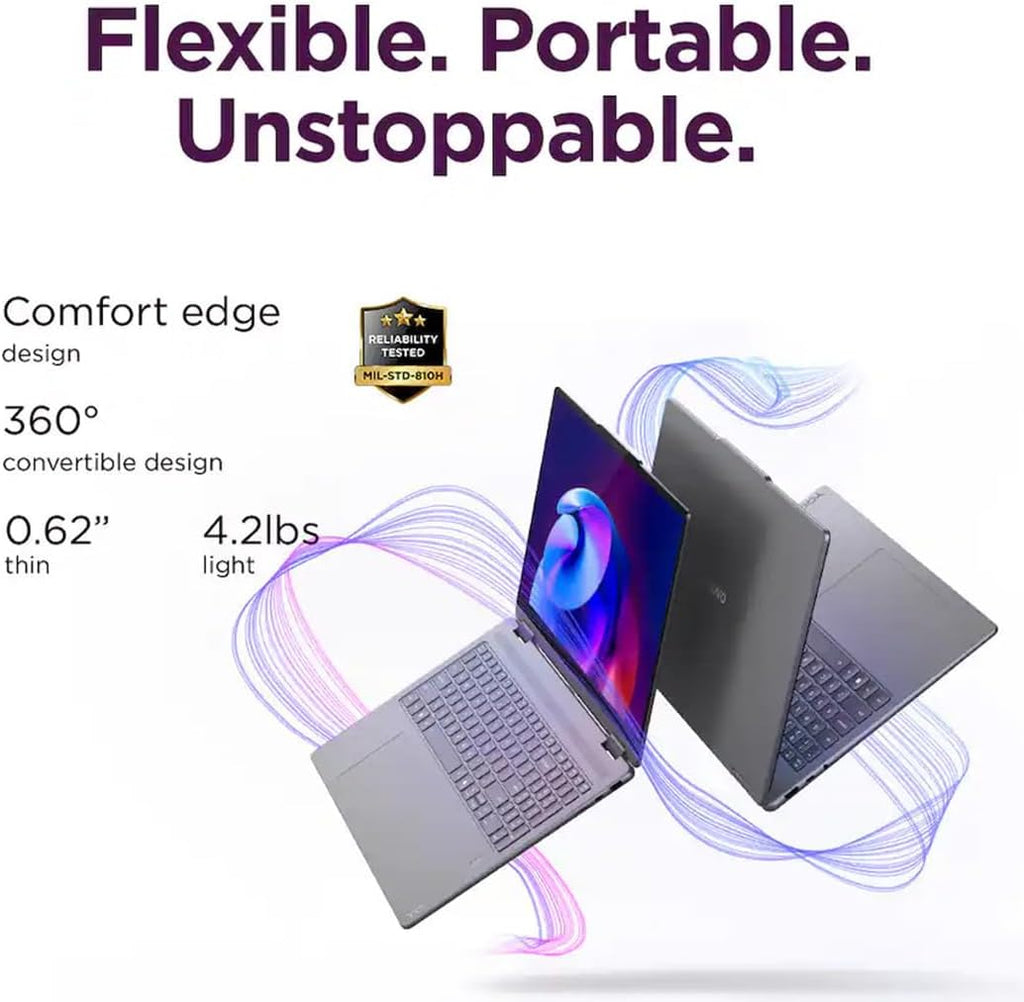 Lenovo Yoga 7i 2 in 1 Laptop, 16' 2K Touchscreen Display, Intel Core Ultra 5 226V, 16GB LPDDR5X RAM 512GB SSD, Intel Arc 130V(Up to 40 Tops), Thunderbolt 4, FP, WiFi 7, 26.5H Battery Life, Win 11