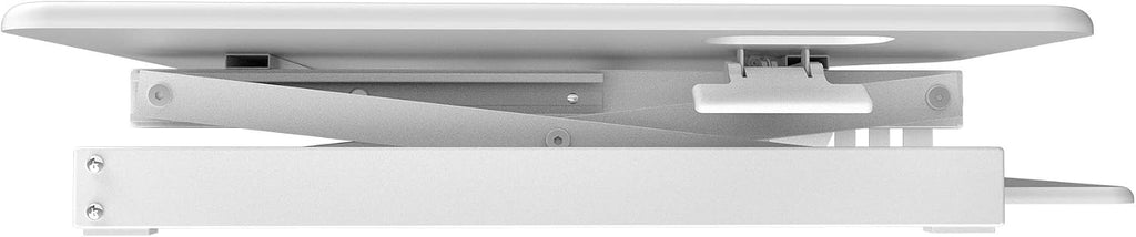 Rocelco 46' Large Height Adjustable Standing Desk Converter - Quick Sit Stand Up Triple Monitor Riser - Gas Spring Assist Computer Workstation - Retractable Keyboard Tray - White (R DADRW-46)