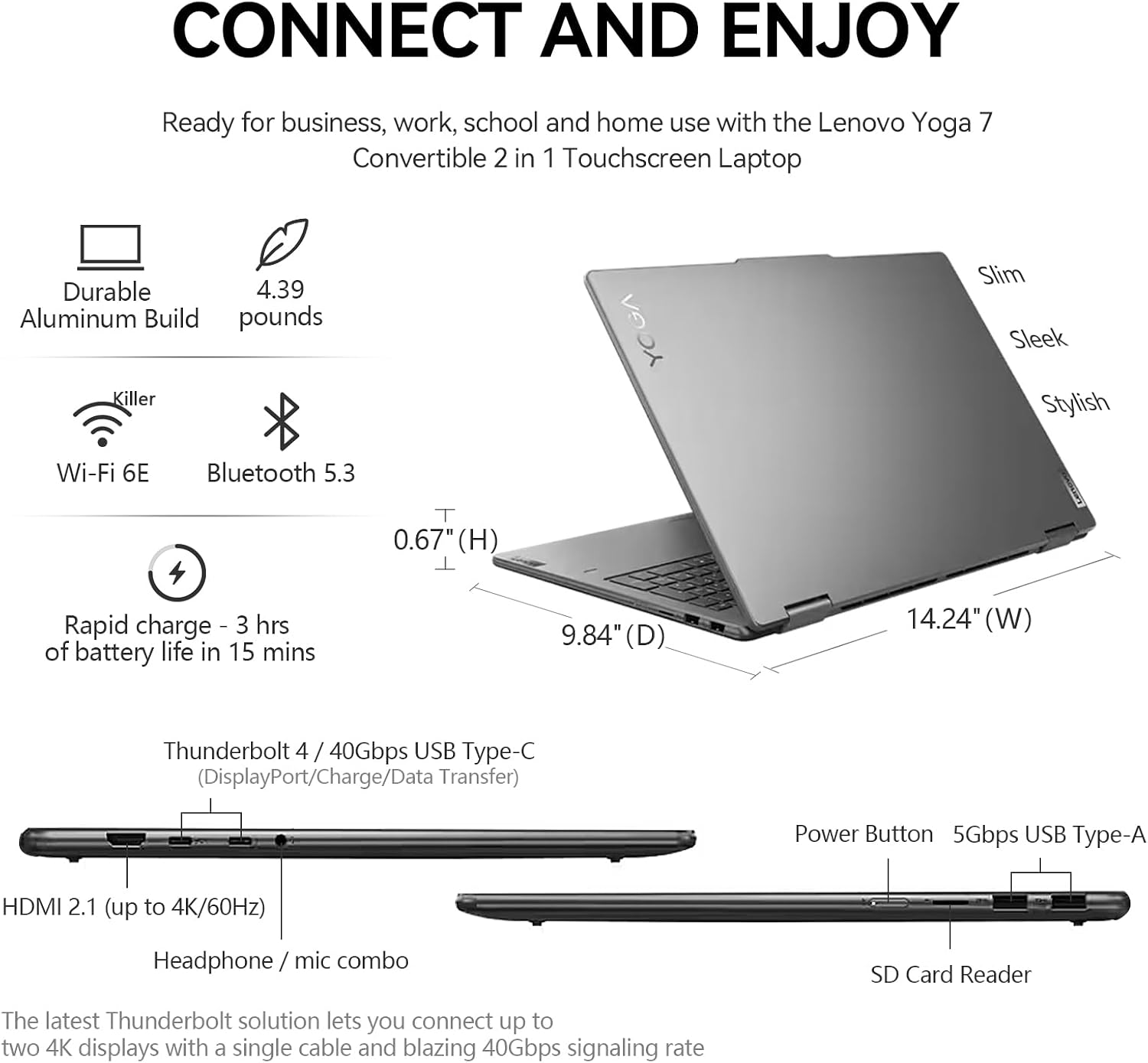 Lenovo Yoga 7 2 in 1 Laptop Touchscreen|16' FHD+ 360 Foldable Touch Screen Convertible,Intel 12-Core Ultra 7, Windows 11 Pro|Backlit 10-Key|Fingerprint|16GB DDR5 RAM 1TB SSD