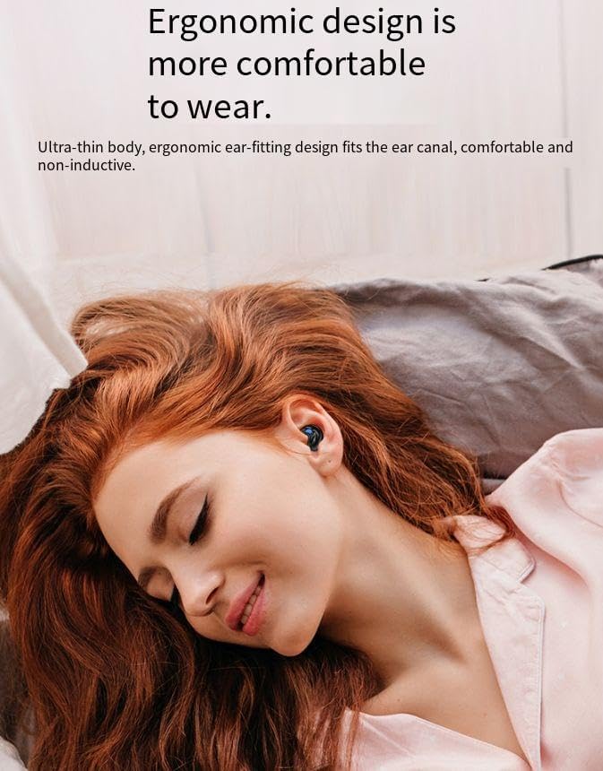 Sleep Headphones Wireless Bluetooth 5.4 Sleep Earbuds for Side Sleepers Ear Buds 8H Battery Life Noise Cancelling Invisible Earbud Comfortable Wireless Headphones, Black