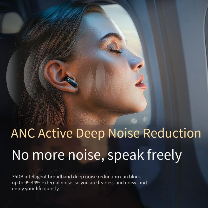 Bluetooth 5.4 Headphones Wireless Earbuds with LCD Full-Color Touch Screen 36Hrs Playback Ear Buds with ANC+ENC Noise Canceling Mic Over-Ear Stereo Bass Earphones for Sports/Workout/Running,Purple