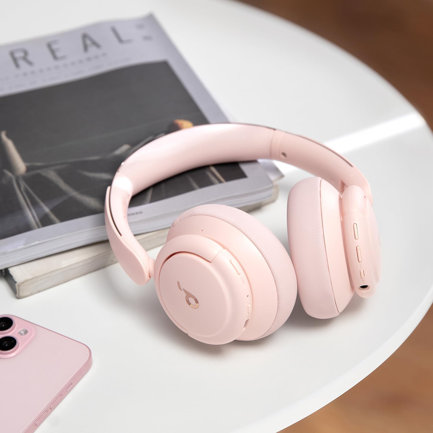 Soundcore Q30 by Anker, Hybrid Active Noise Cancelling Headphones, Multiple Modes, Hi-Res Audio, Custom EQ via App, 50H Playtime, Comfortable Fit, Bluetooth, Multipoint Connection.(Black & Pink)