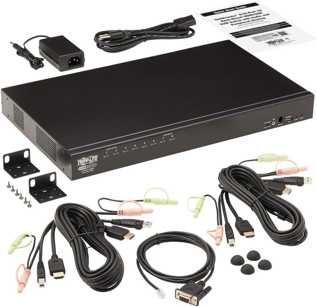 Tripp Lite KVM Switch, 8 Port HDMI USB with Audio and USB Sharing KVM Switch, 1U Rack Mount (B024-HU08)