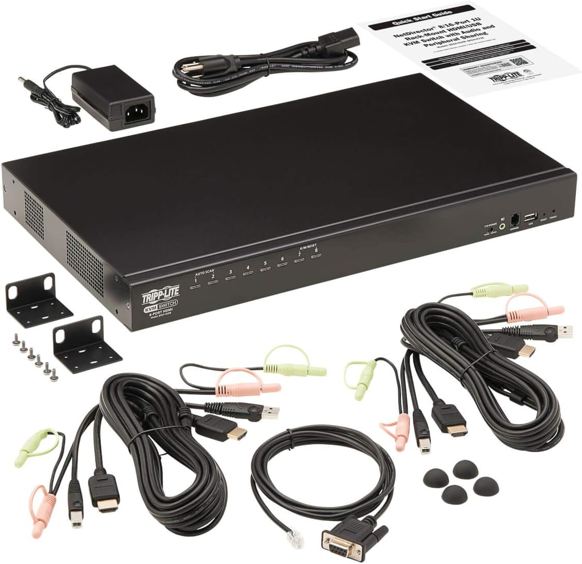 Tripp Lite KVM Switch, 8 Port HDMI USB with Audio and USB Sharing KVM Switch, 1U Rack Mount (B024-HU08)