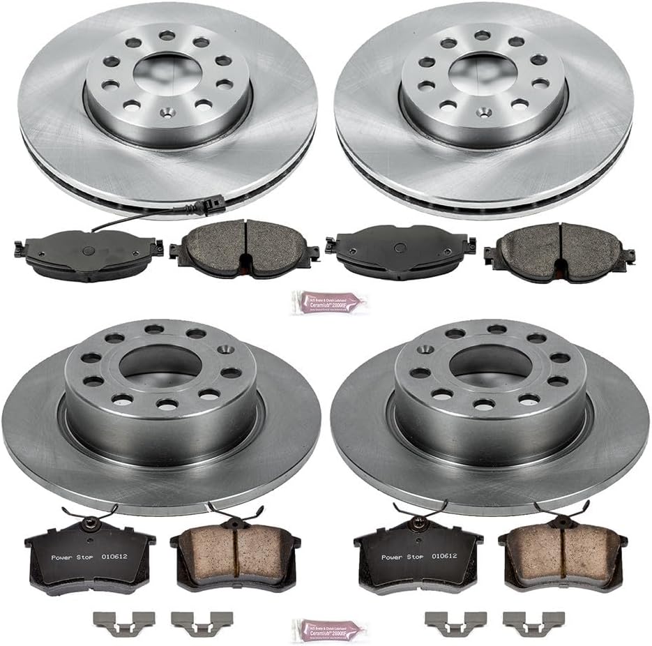 PowerStop Front and Rear Brake Kit for Volkswagen Golf 2015 | Volkswagen Golf SportWagen 2015 - Z17 Ceramic Brake Pads & Disc Rotors Replacement, KOE7109