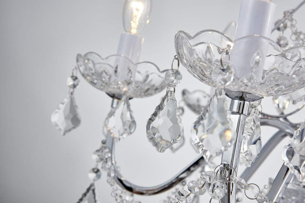 Bestier Modern Chrome Pendant Chandelier Crystal Lighting Ceiling Light Fixture Lamp for Dining Room Bathroom Bedroom Livingroom 6 E12 Bulbs Required D23.6 x H22.8