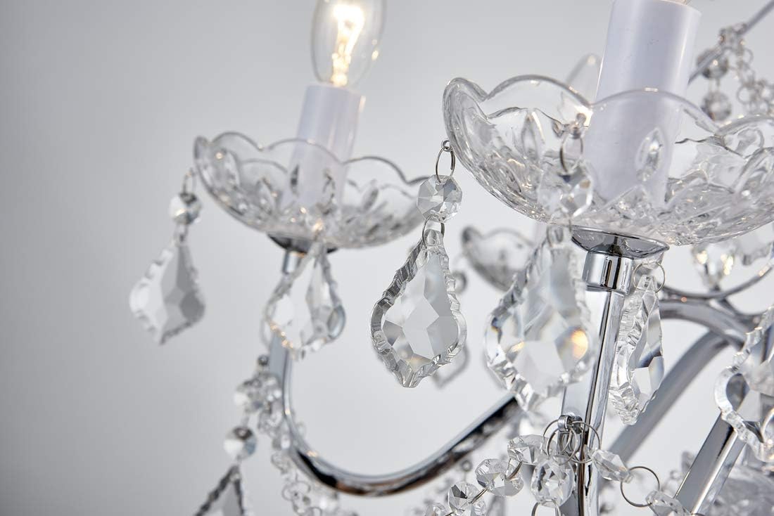 Bestier Modern Chrome Pendant Chandelier Crystal Lighting Ceiling Light Fixture Lamp for Dining Room Bathroom Bedroom Livingroom 6 E12 Bulbs Required D23.6 x H22.8