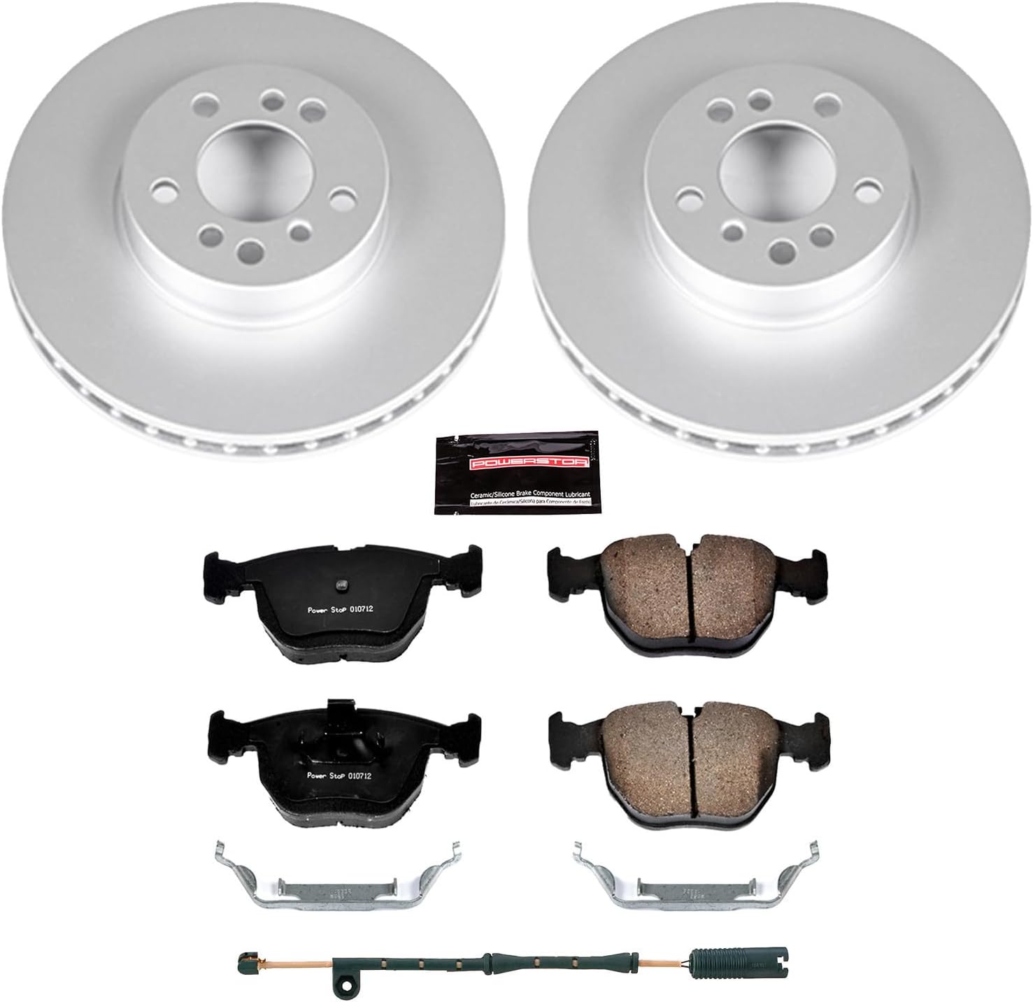 PowerStop Front Brake Kit for BMW X5 2000-06 - Fully-Coated Disc Rotors with Z23 Carbon-Fiber Ceramic Brake Pads Upgrade, CRK879