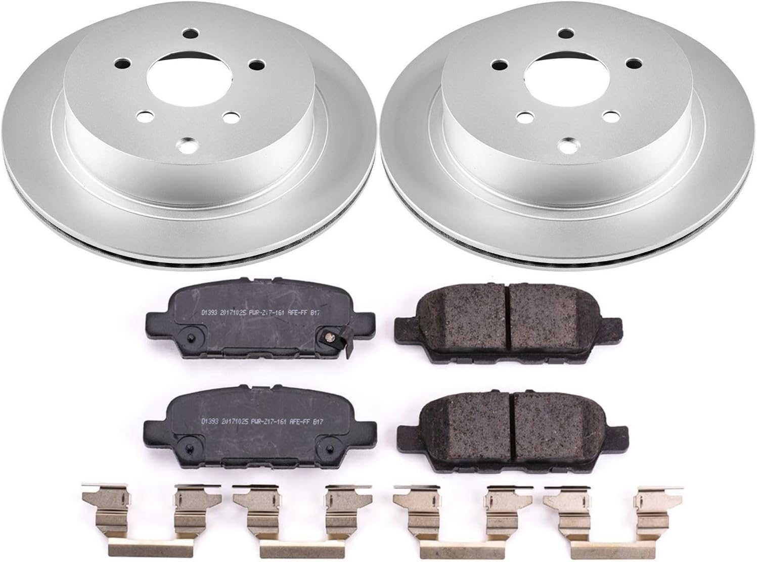 PowerStop Rear Brake Kit for INFINITI FX35 2010-12 |FX37 2013 |Q50 2014-24 |Q60 2017-22 |Q70 2014-19 |INFINITI Q70L 2015-19 - Fully-Coated Disc Rotors with Z17 Ceramic Brake Pads Replacement, CRK8021