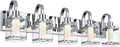 5-Light Chrome Vanity Light Fixtures, Modern LED Bathroom Wall Lights for Dressing Room, Integrated LED Chips with Frosted Column & Clear Square Glass Shades, Energy Saving Wall Sconce
