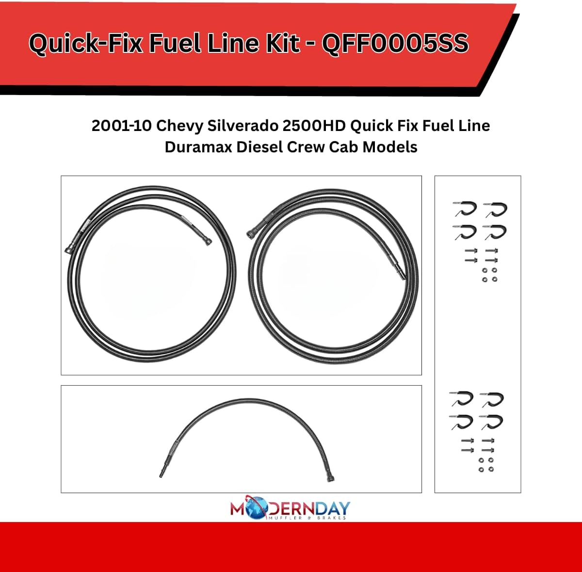 Quick Fix Fuel Line For 2001-2010 Chevy Silverado 2500HD Duramax Crew Cab Models - QFF0005SS-MDMB