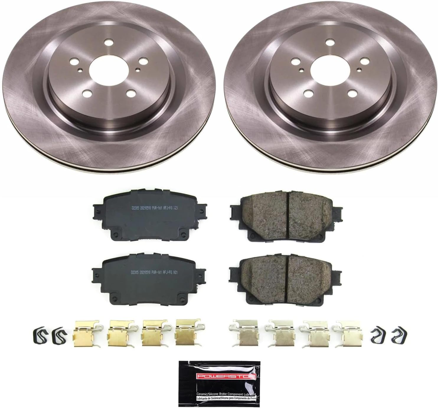 PowerStop Rear Brake Kit for Lexus RX350 2023-24 |RX350h 2023-24 |RX500h 2023-24 |Toyota Highlander 2020-24 - Z17 Ceramic Brake Pads & Disc Rotors Replacement, KOE8773