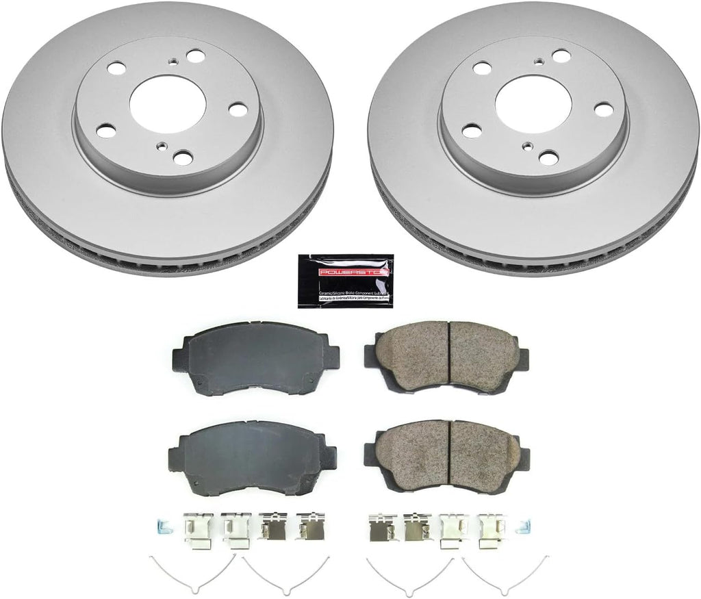 PowerStop Front Brake Kit for Toyota Sienna 1998-03 - Fully-Coated Disc Rotors with Z17 Ceramic Brake Pads Replacement, CRK8920