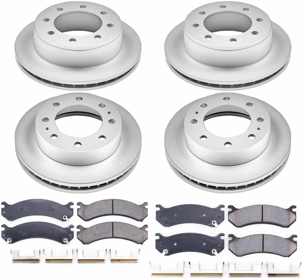 PowerStop Front and Rear Brake Kit for Chevrolet Avalanche 2500 2002-04 |Silverado 2500 HD 2001-10 - Fully-Coated Disc Rotors with Z17 Ceramic Brake Pads Replacement, CRK2073