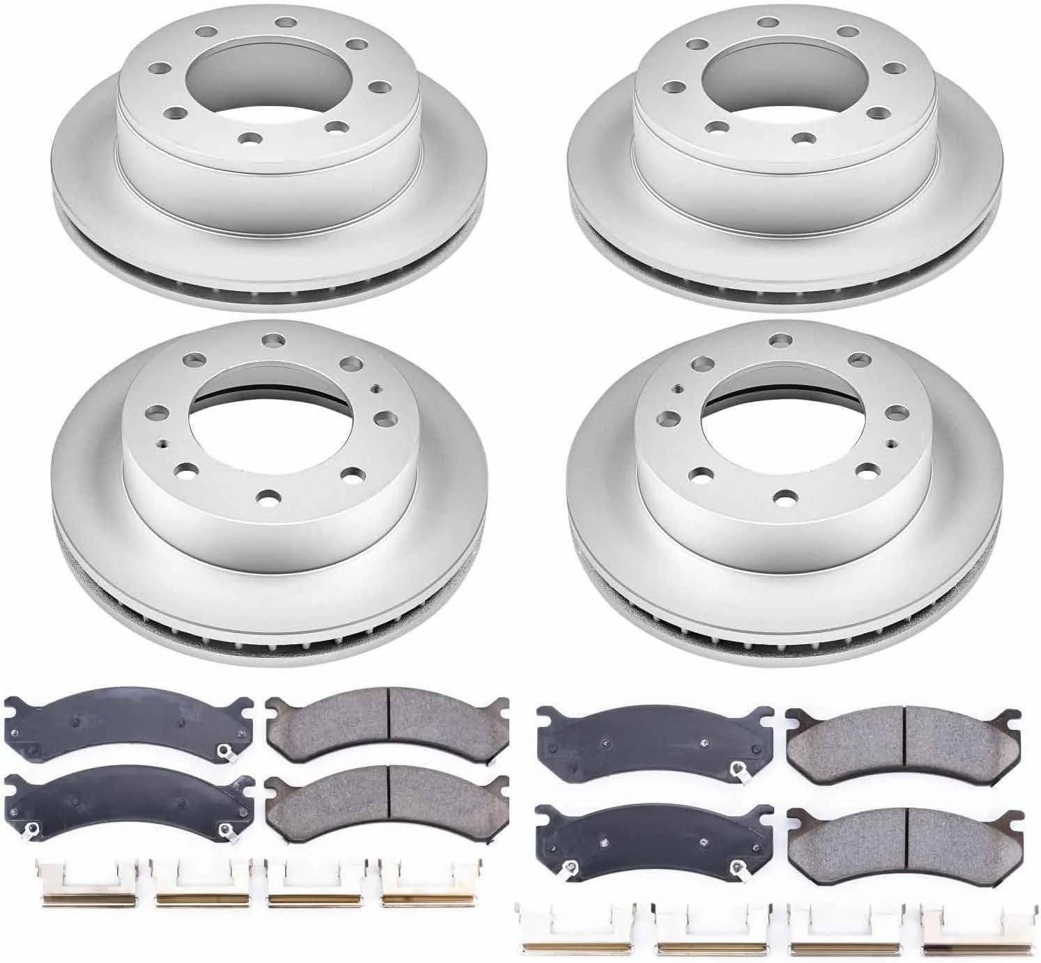 PowerStop Front and Rear Brake Kit for Chevrolet Avalanche 2500 2002-04 |Silverado 2500 HD 2001-10 - Fully-Coated Disc Rotors with Z17 Ceramic Brake Pads Replacement, CRK2073