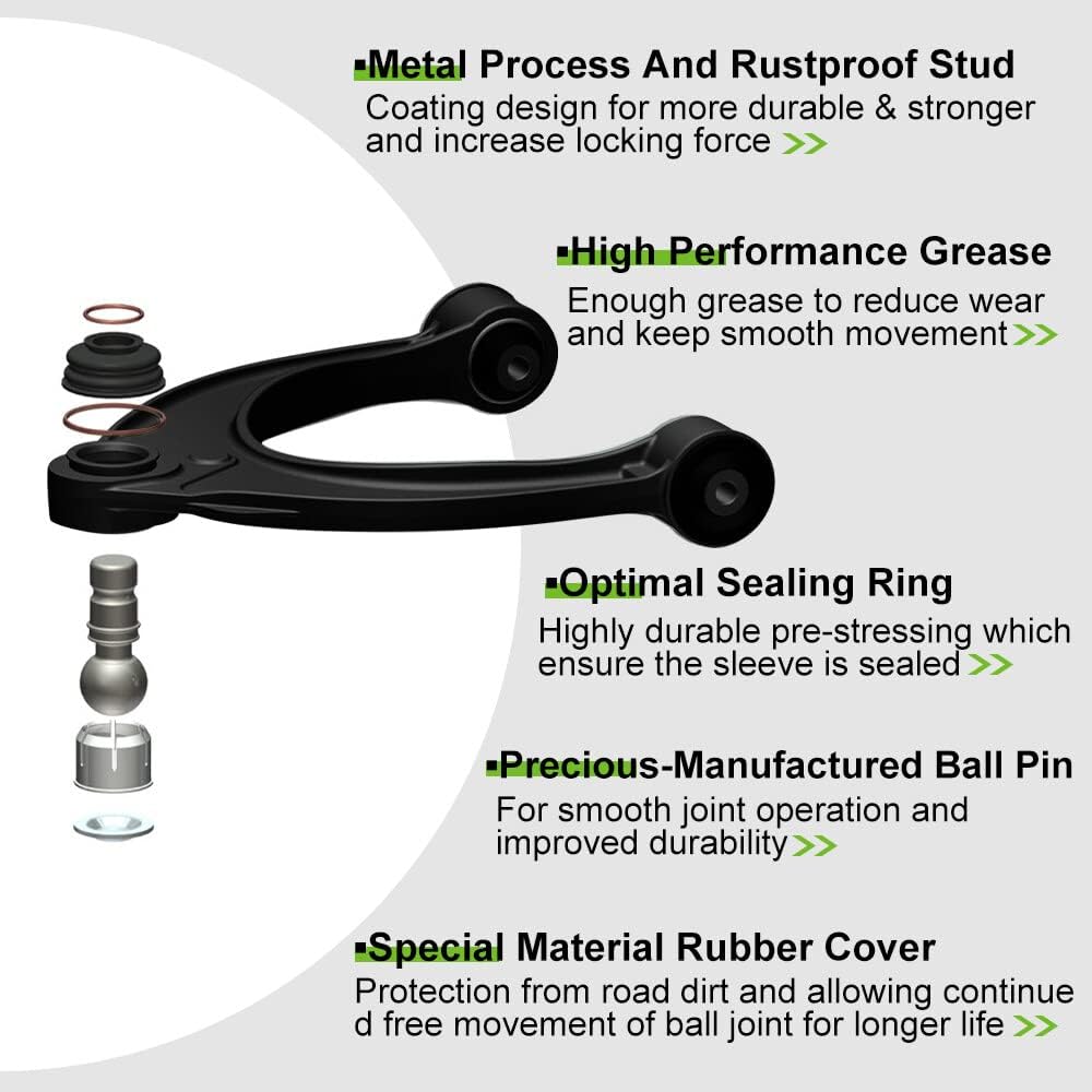 SCITOO 8pcs Suspension Kit Wheel Bearing For 2007-2010 For Chevy Silverado 2500 HD 2007-2010 Suburban 2500 w/Suspension Parts Upper Lower Ball Joint Wheel Bearing Hub Assembly Outer Tie Rod End