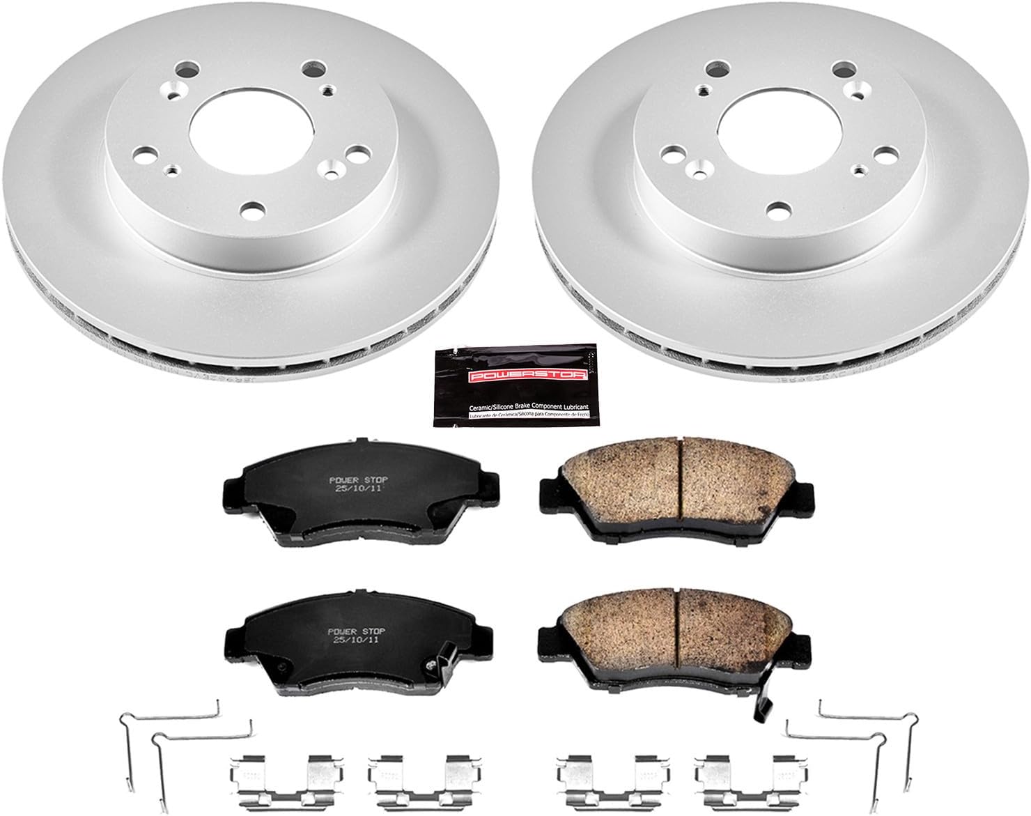 PowerStop Front Brake Kit for Honda Civic 2006-11 - Fully-Coated Disc Rotors with Z17 Ceramic Brake Pads Replacement, CRK2389