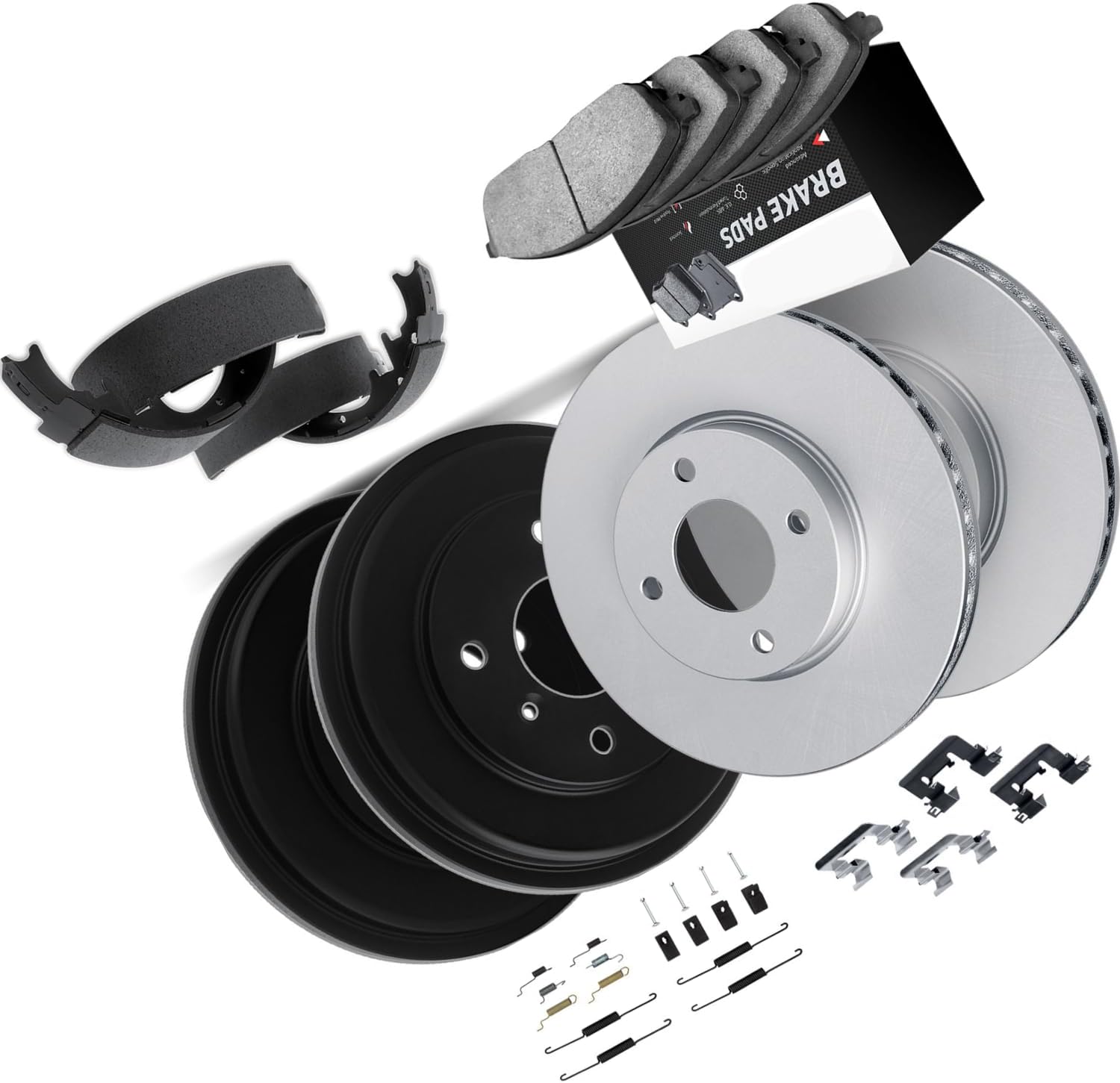 Front and Rear Disc Brake Pad and Rotor Drum Brake Shoe Drum Kit 1 X for Ford Fiesta,Figo 2016 2017