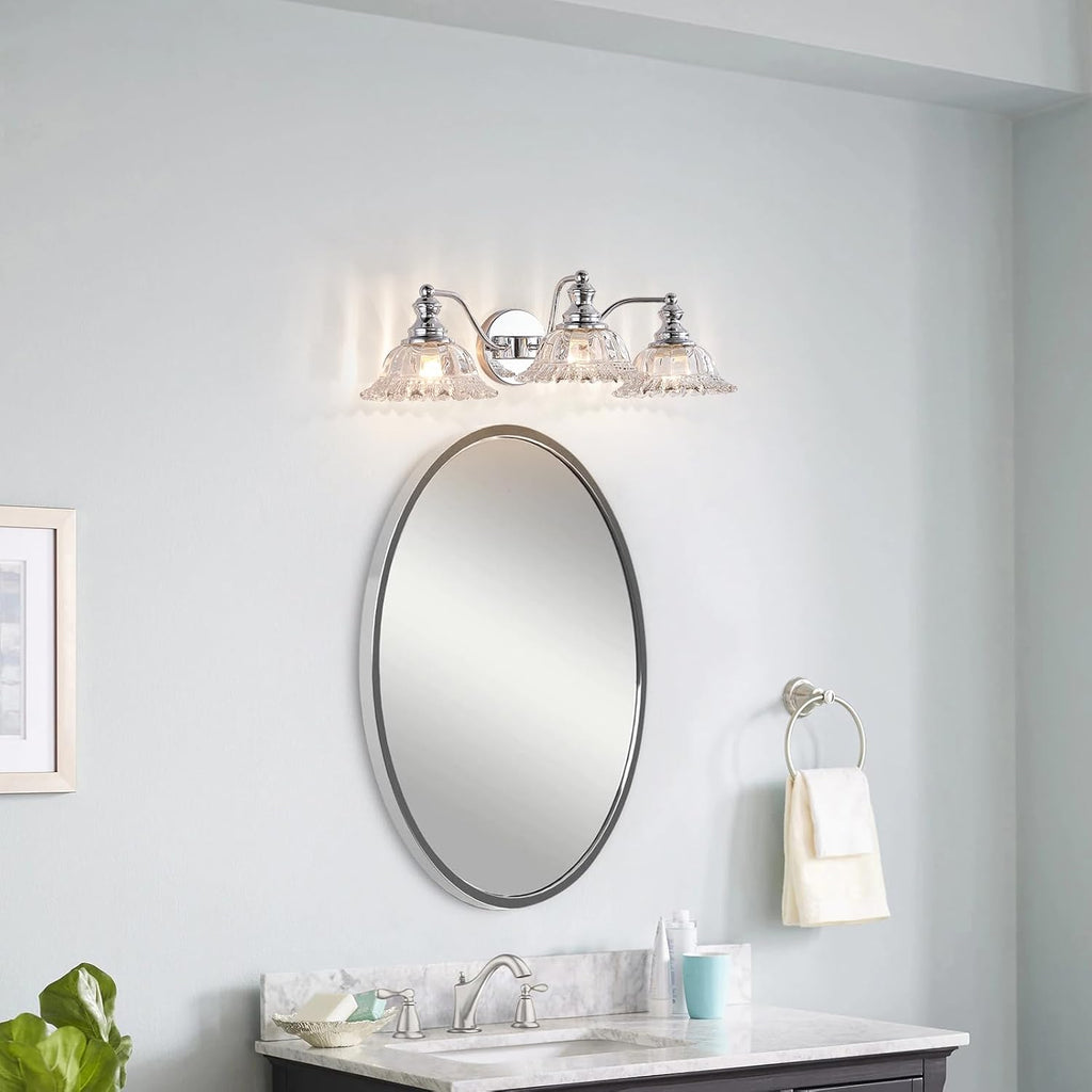 XIEDUN Chrome Vanity Light 3 Light Bathroom Lights Vanity Lights for Bathroom Bathroom Light Fixtures